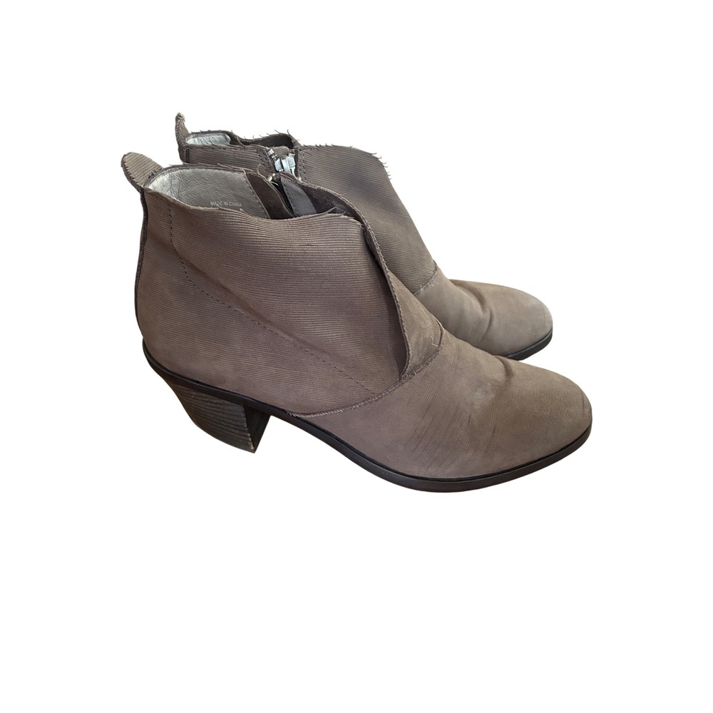 Eileen Fisher Murphy Ankle Booties Womens Size 8.5 Gray/Brown Nubuck Leather